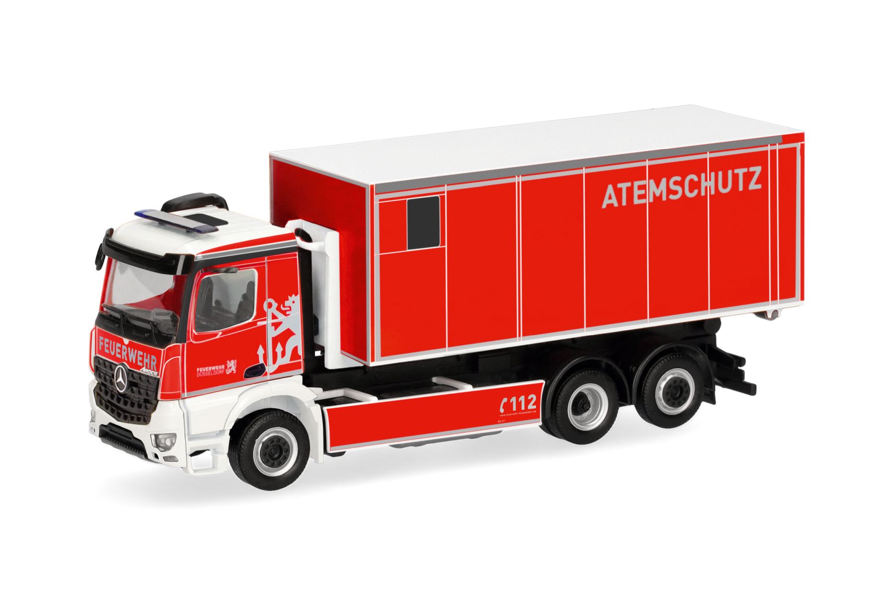 Herpa 099776 - Mercedes-Benz Arocs M Wechsellader-LKW "Feuerwehr Düsseldorf/Atemschutz"