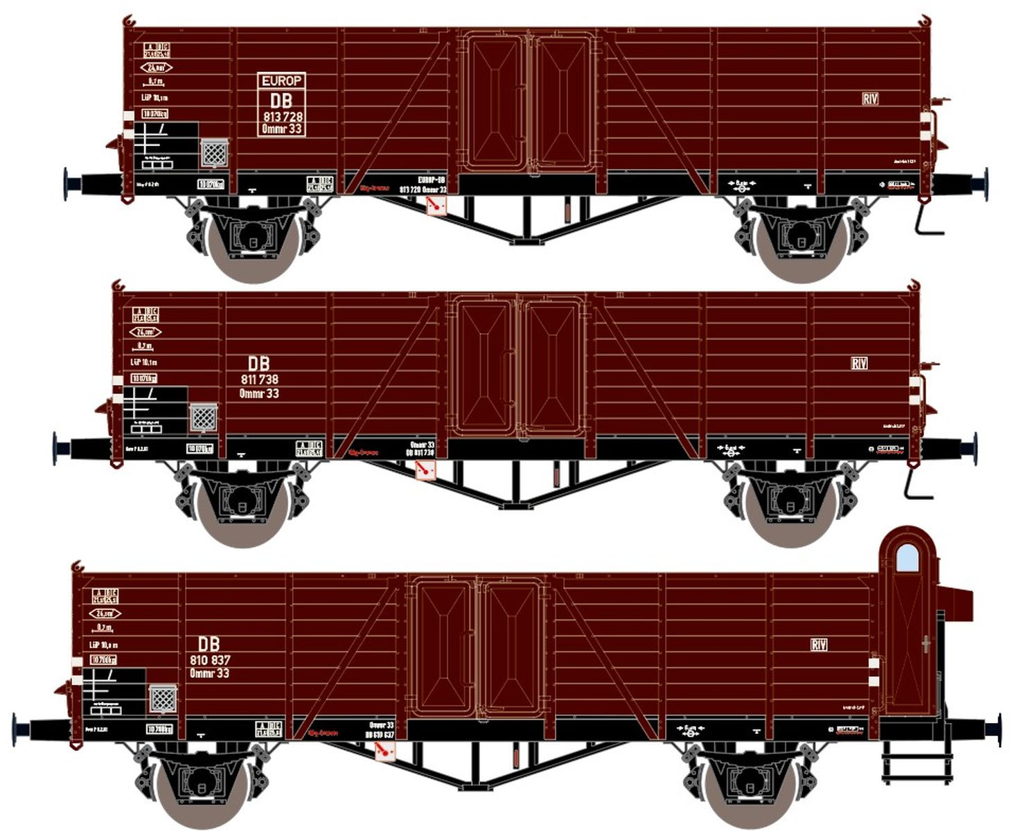 Exact-Train EX20151 - 3er Set Offene Güterwagen Ommru 'Villach', DB, Ep.III