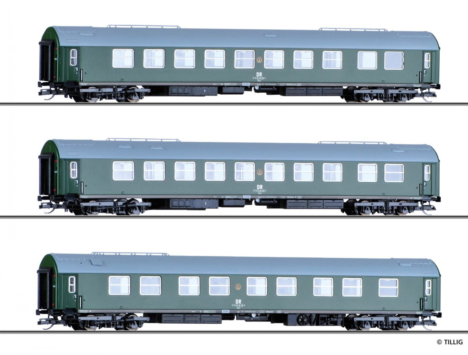Tillig 01778-A24 - 3er Set 'Regierungszug 2', DR, Ep.IV