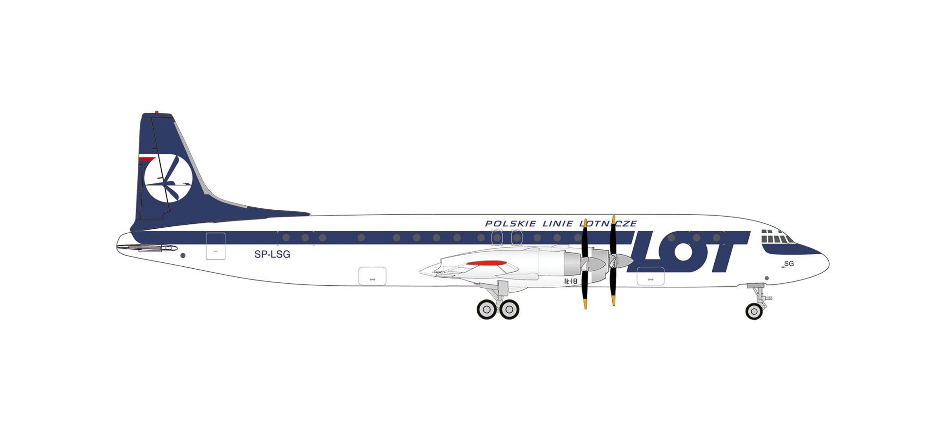 Herpa 538794 - LOT Polish Airlines Ilyushin IL-18 (late colors) - SP-LSG