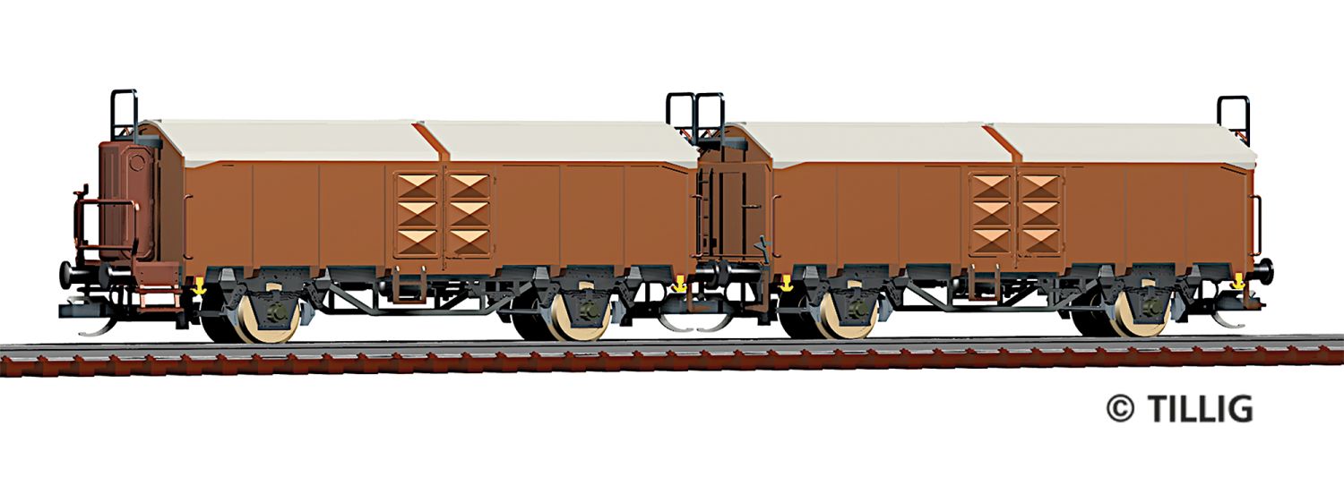 Tillig 01034 - 2er Set Schiebedachwagen Utz/Tms, CSD, Ep.IV