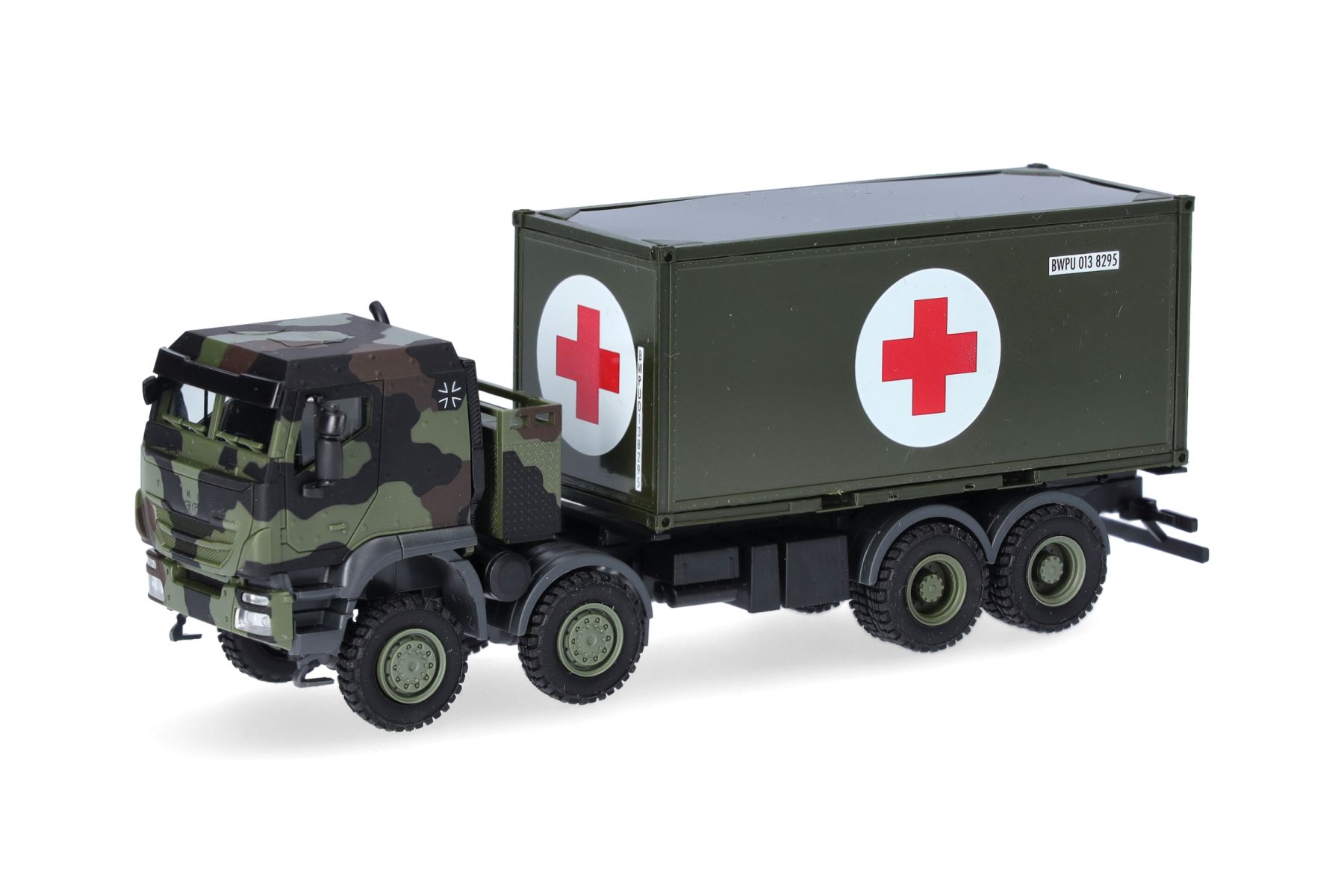 Herpa 747219 - Iveco Trakker 8x8 mit 20 ft. Container "Bundeswehr / Rotes Kreuz"