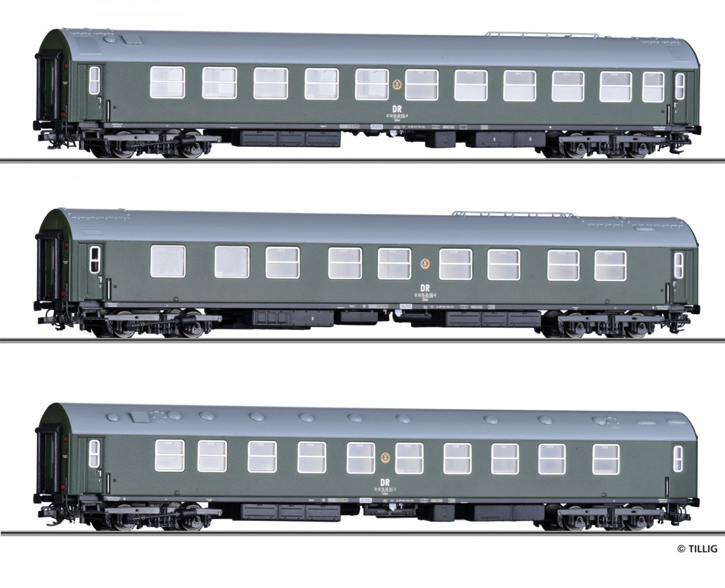 Tillig 01003-A24 - 3er Set 'Regierungszug 4', DR, Ep.IV