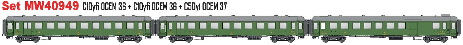 L.S. Models MW40949 - 3er Set Personenwagen OCEM, PLM, Ep.IIb