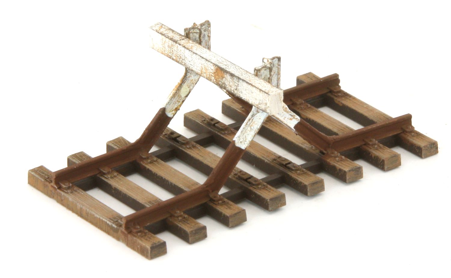 elriwa PR1 - Prellbock mit einer weißen Pufferbohle, patiniert