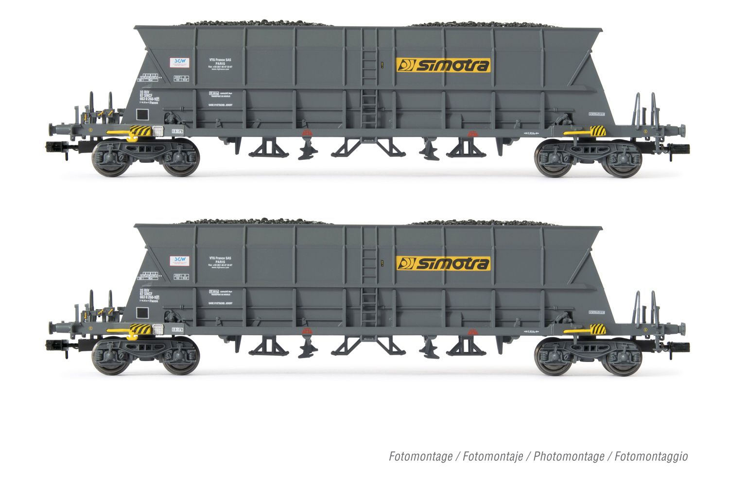 Arnold HN6549 - 2er Set Selbstentladewagen Faoos, SNCF, Ep.IV 'Simotra'