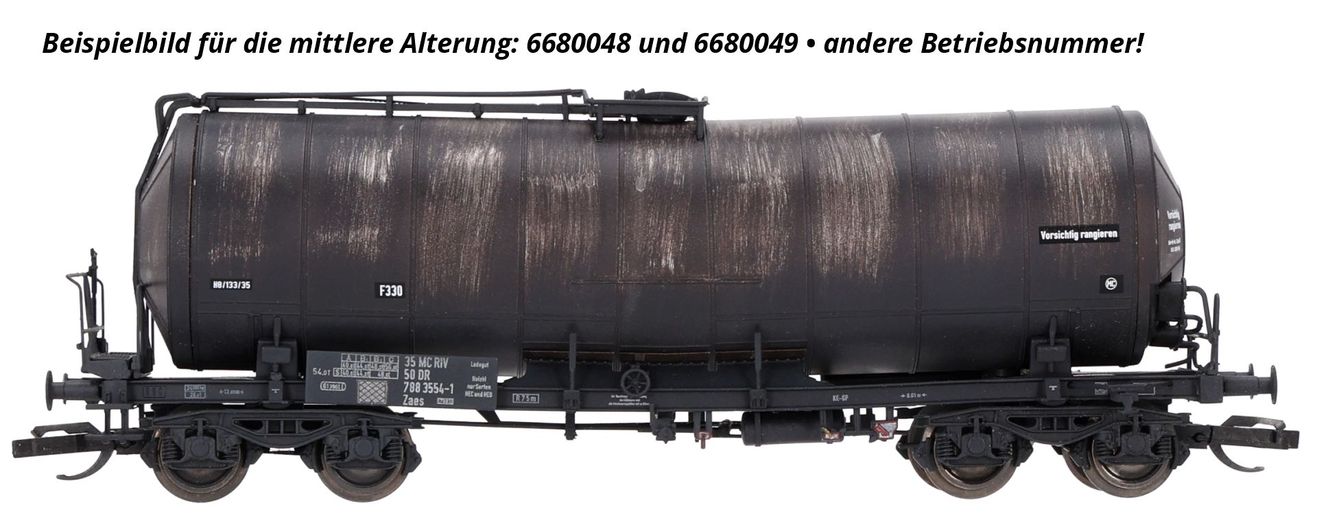 Roco 6680048 - Knickkesselwagen, DR, Ep.IV, schwarz, Wagen Nr. 3, mittlere Alterung Roco 6680048 - Knickkesselwagen, DR, Ep.IV, schwarz, Wagen Nr. 3, mittlere Alterung
