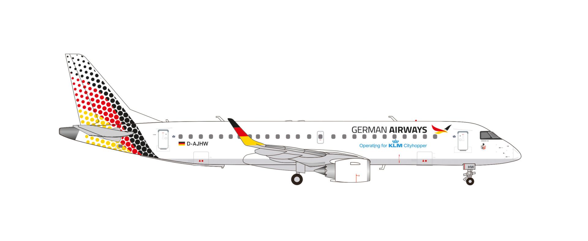 Herpa 573924 - German Airways Embraer E190 - new (2025) colors - D-AJHW