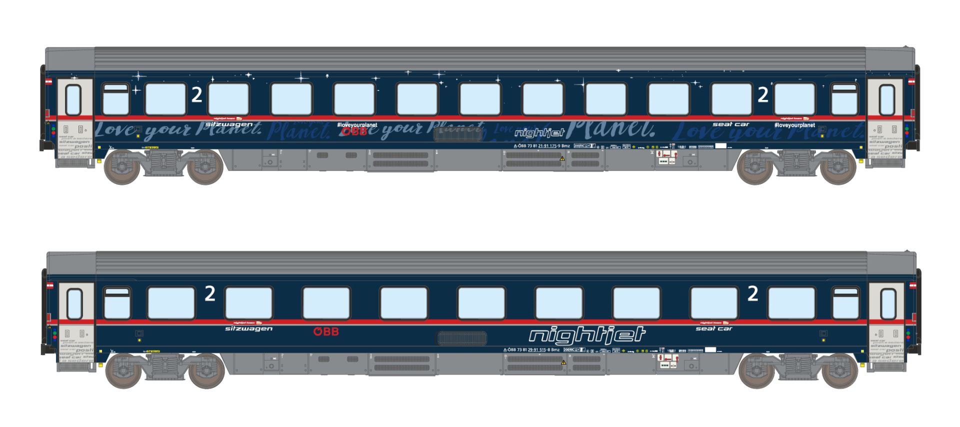 ASM 25900 - 2er Set Personenwagen Bmz, ÖBB-Nightjet, Ep.VI