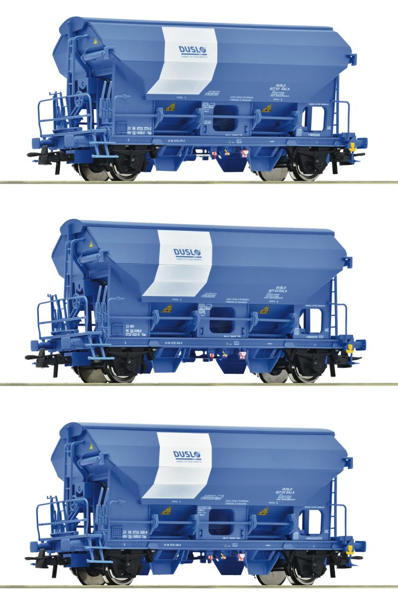 Roco 6600134 - 3er Set Schwenkdachwagen Tdns, Duslo, Ep.VI