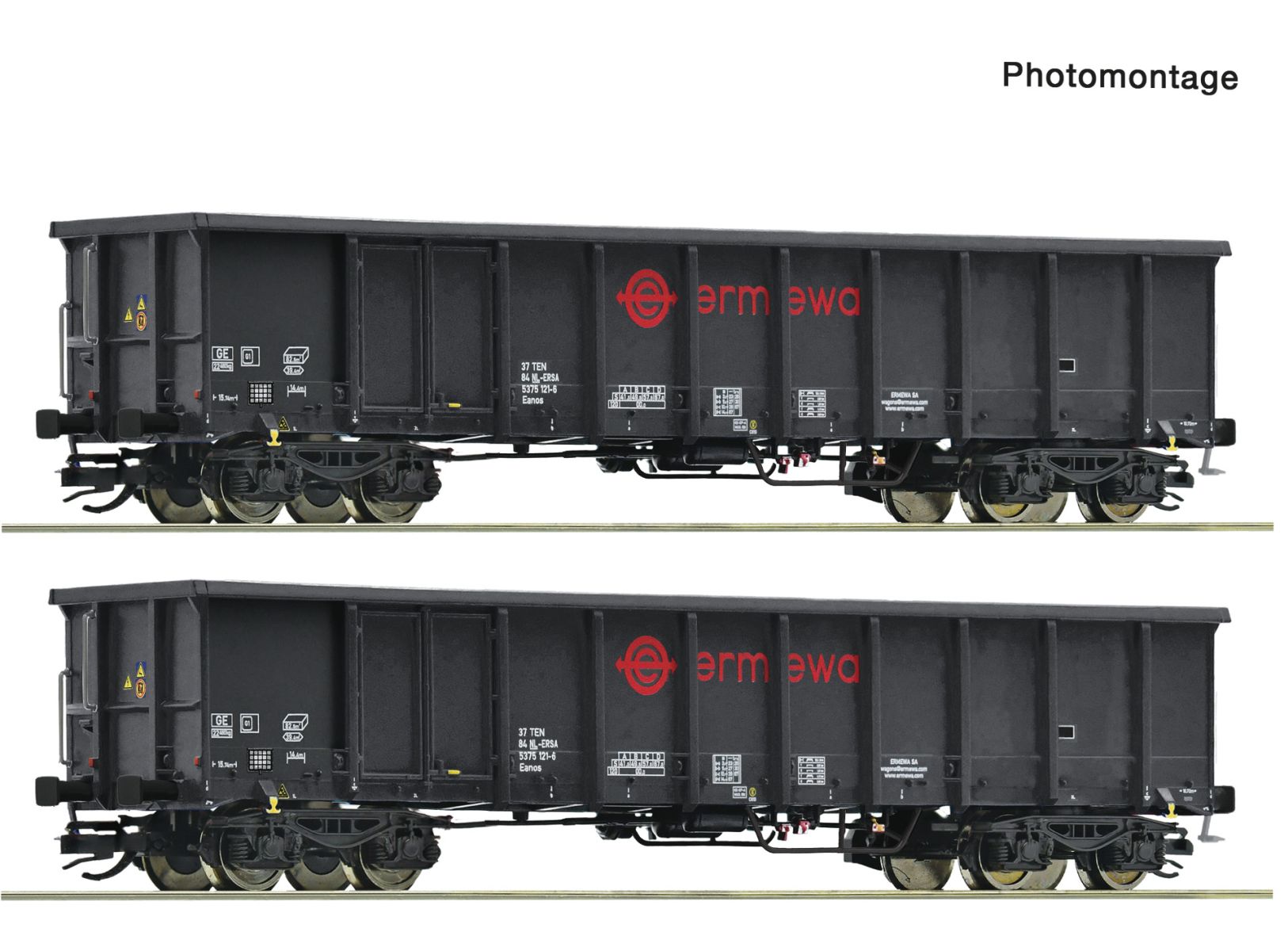 Roco 6680053 - 2er Set offene Güterwagen Eanos, Ermewa, Ep.VI