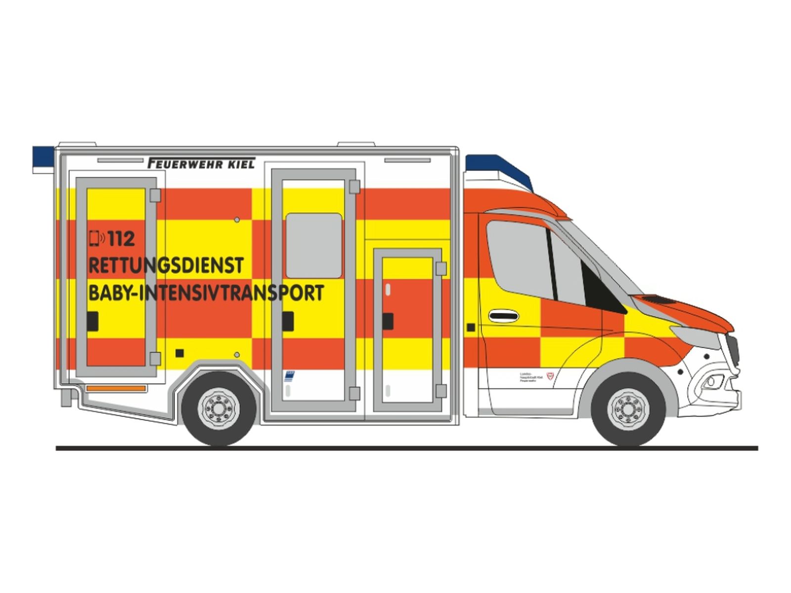 Rietze 76075 - GSF RTW ´18 Feuerwehr Kiel Baby-Intensivtransport