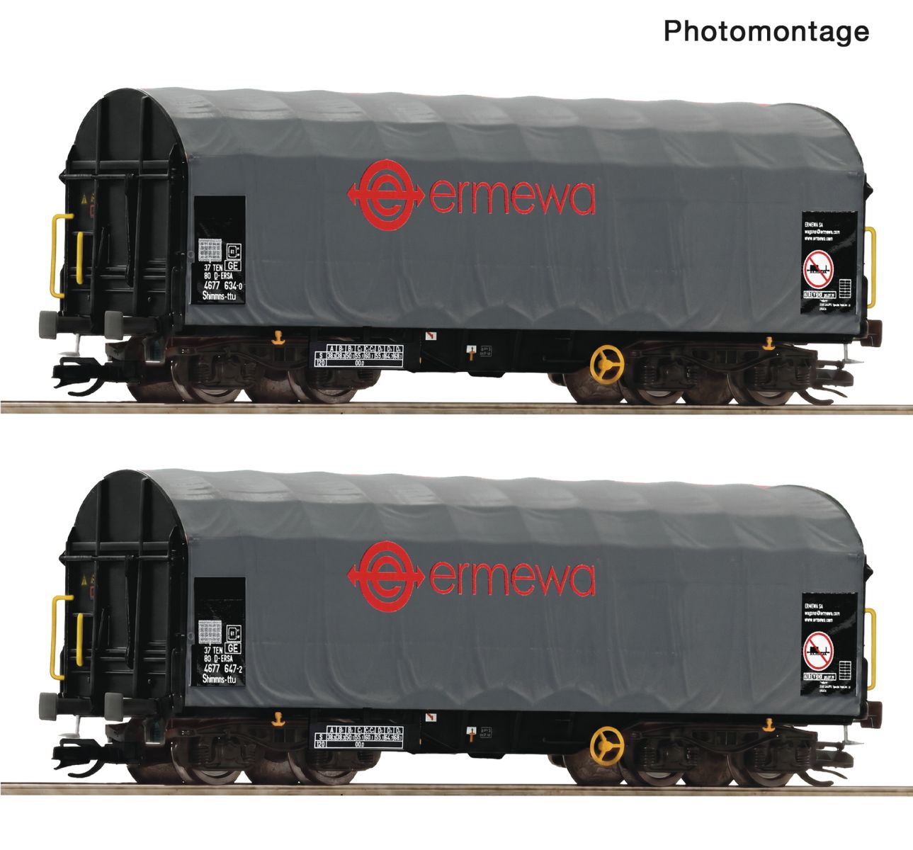 Roco 6680058 - 2er Set Schiebeplanenwagen Shimmns, Ermewa, Ep.VI