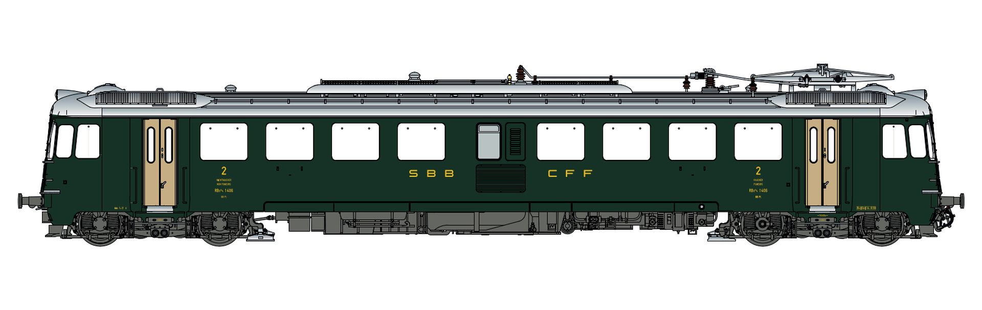 L.S. Models LS17045 - Triebwagen RBe 4/4 (1406), SBB, Ep.III, grün, altes Logo