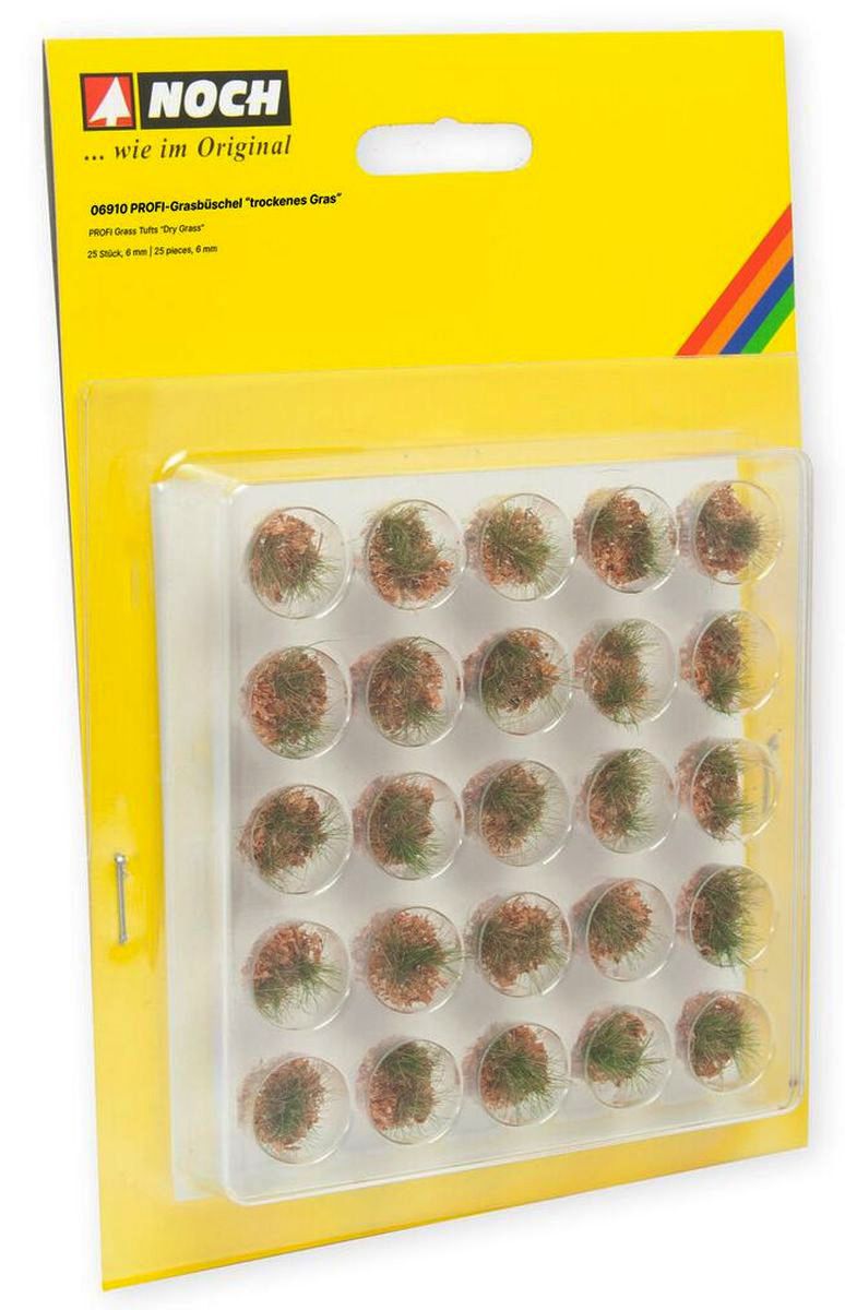 Noch 06910 - PROFI-Grasbüschel 'trockenes Gras', grün, beige, mit braunem Flock, 25 Stück, 6 mm