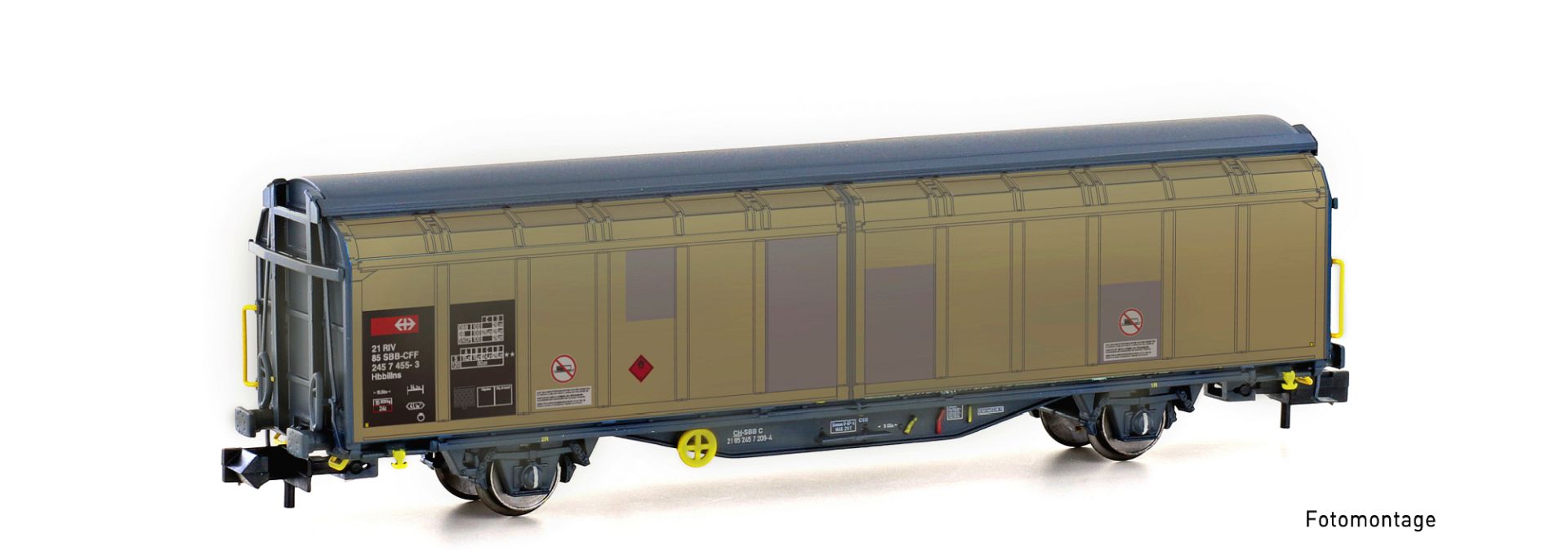 Hobbytrain H24672 - Schiebewandwagen Hbbillns, SBB, Ep.VI, gealtert