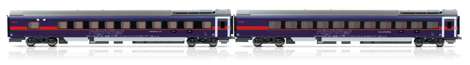 Jägerndorfer JC11410 - 2er Set Personenwagen DANI, Nightjet, ÖBB, Ep.VI, AC, BASICEDITION