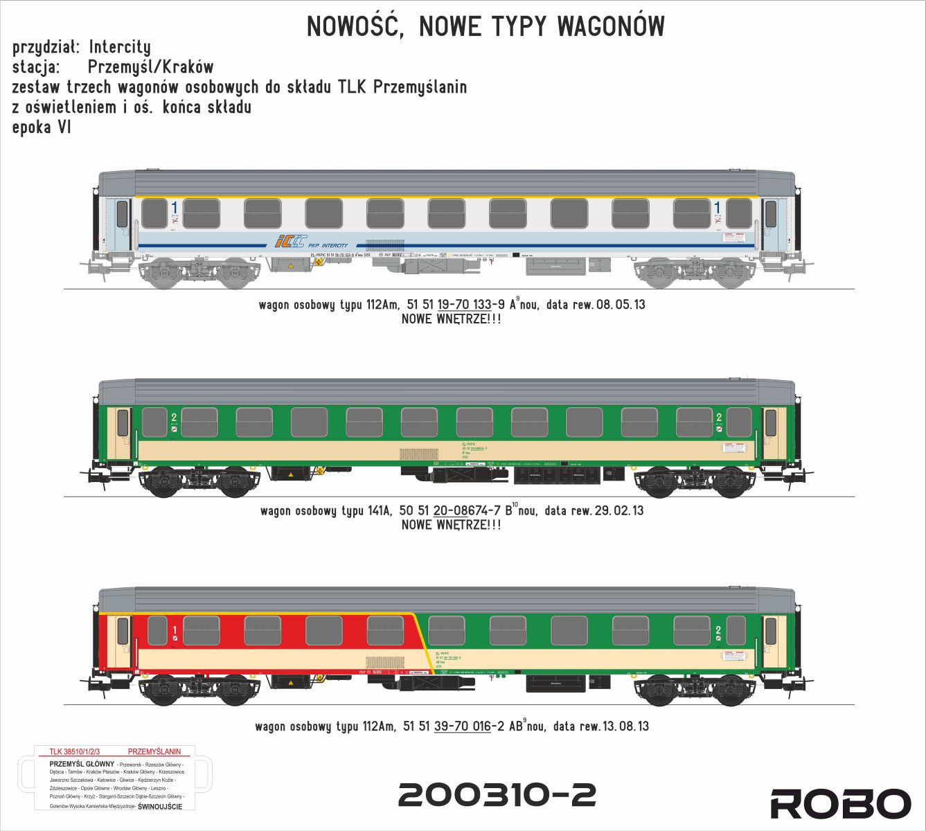 Robo 200310-2 - 3er Set Personenwagen Intercity, PKP, Ep.VI