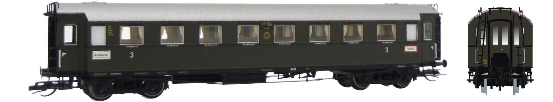 Saxonia 120225 - Personenwagen C4Ü Sa 07, DRG, Ep.II, mit Schlussscheiben