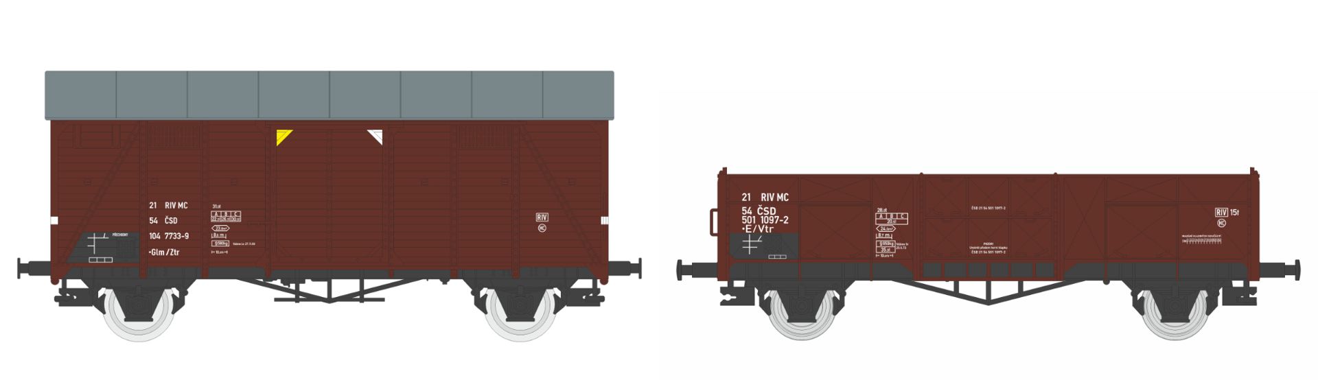igra 96600000 - 2er Set Güterwagen Ztr, Vtr, CSD, Ep.IV