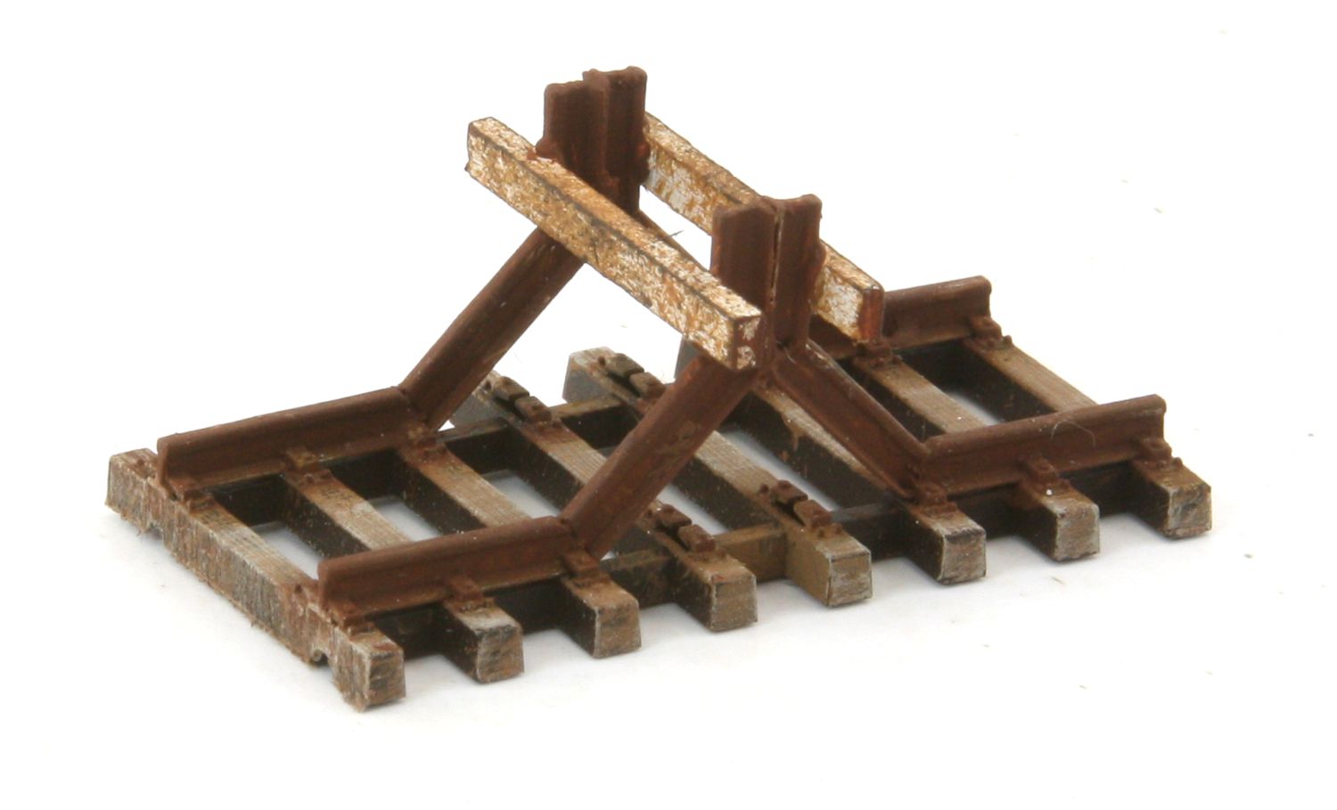 elriwa PR4TT - Prellbock mit zwei dunklen Pufferbohlen, patiniert