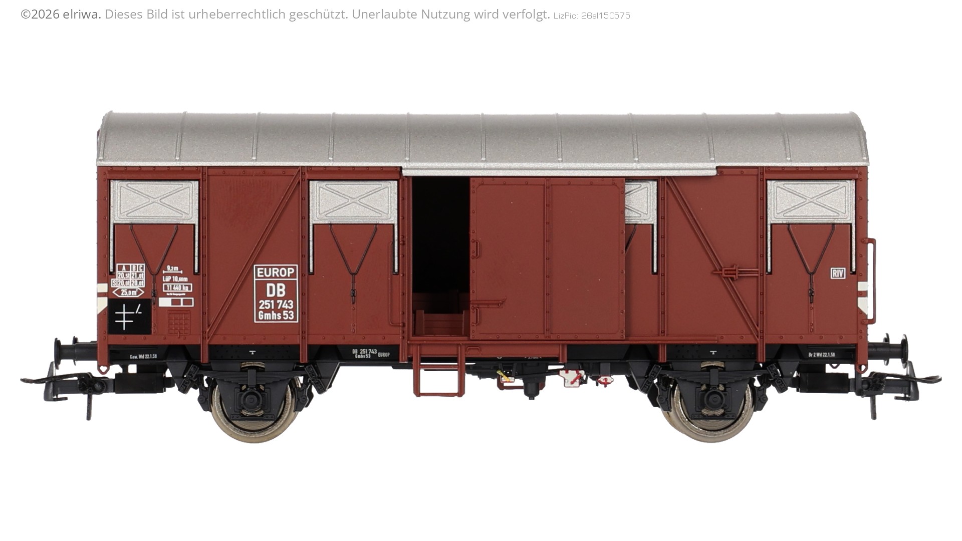 Roco 6600274 - Gedeckter Güterwagen Gmhs, DB, Ep.III