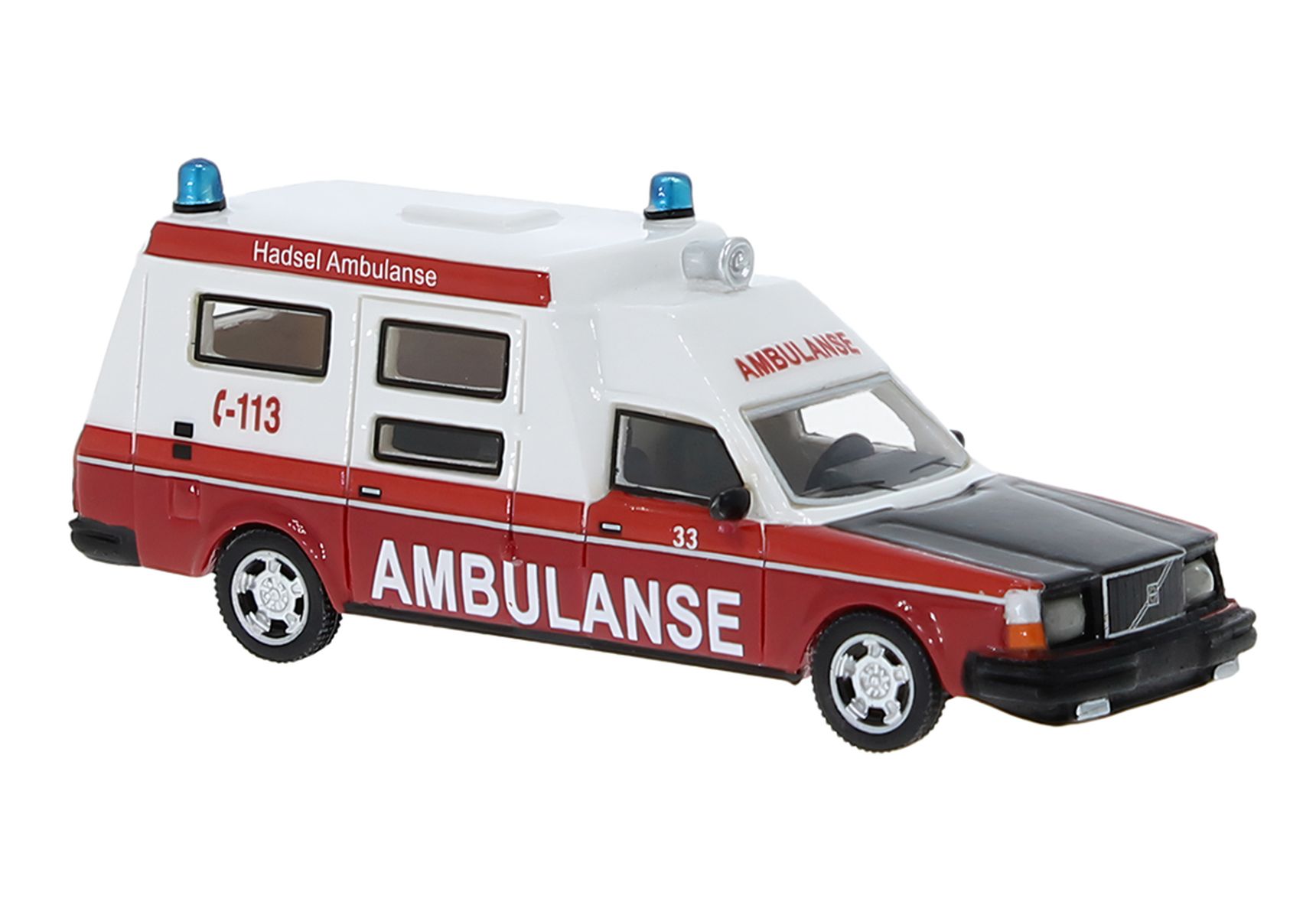 BOS 87717 - Volvo 265 Ambulance Norway, weiss/rot, 1985