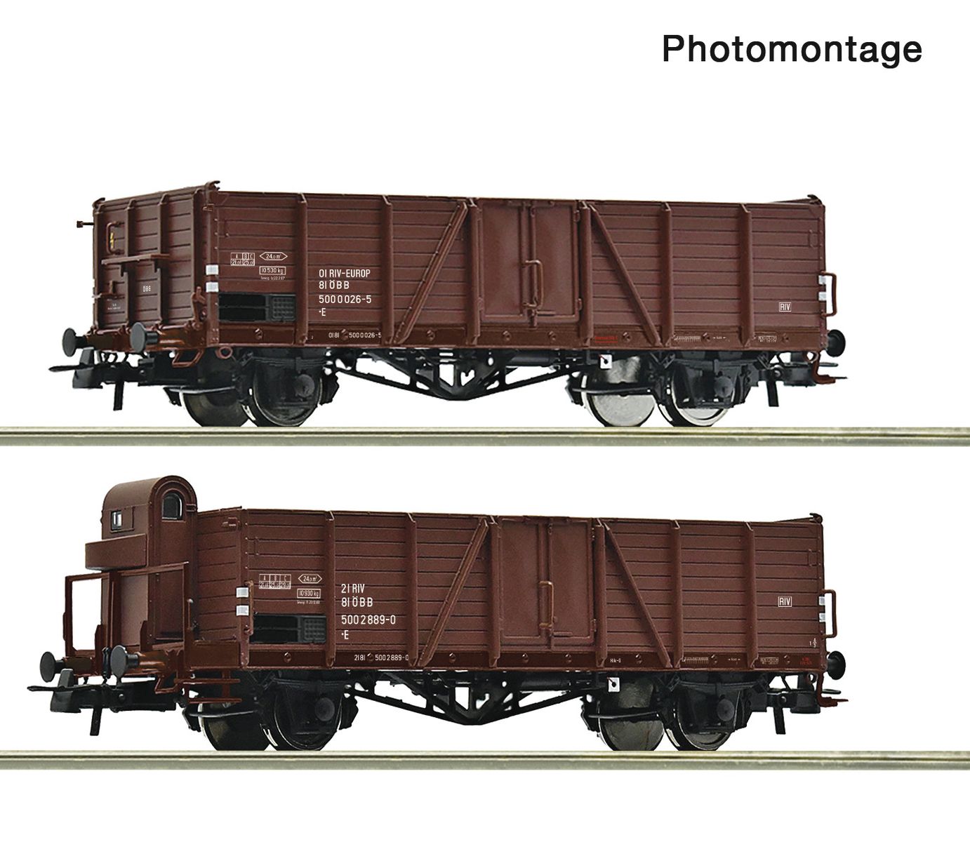 Roco 6600123 - 2er Set Offene Güterwagen E, ÖBB, Ep.IV