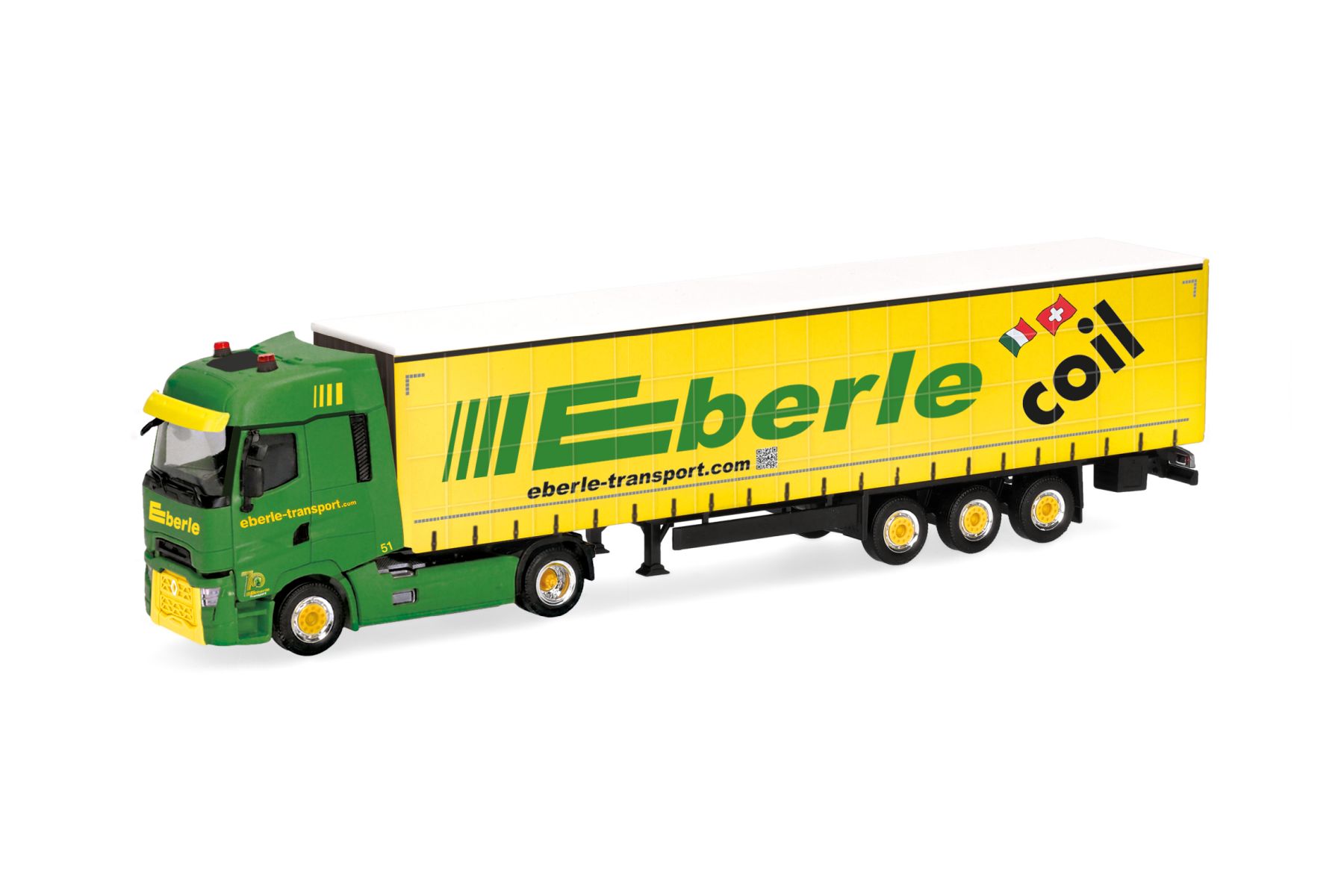 Herpa 322393 - Renault T facelift Gardinenplanen-Sattelzug "Eberle Transport AG"