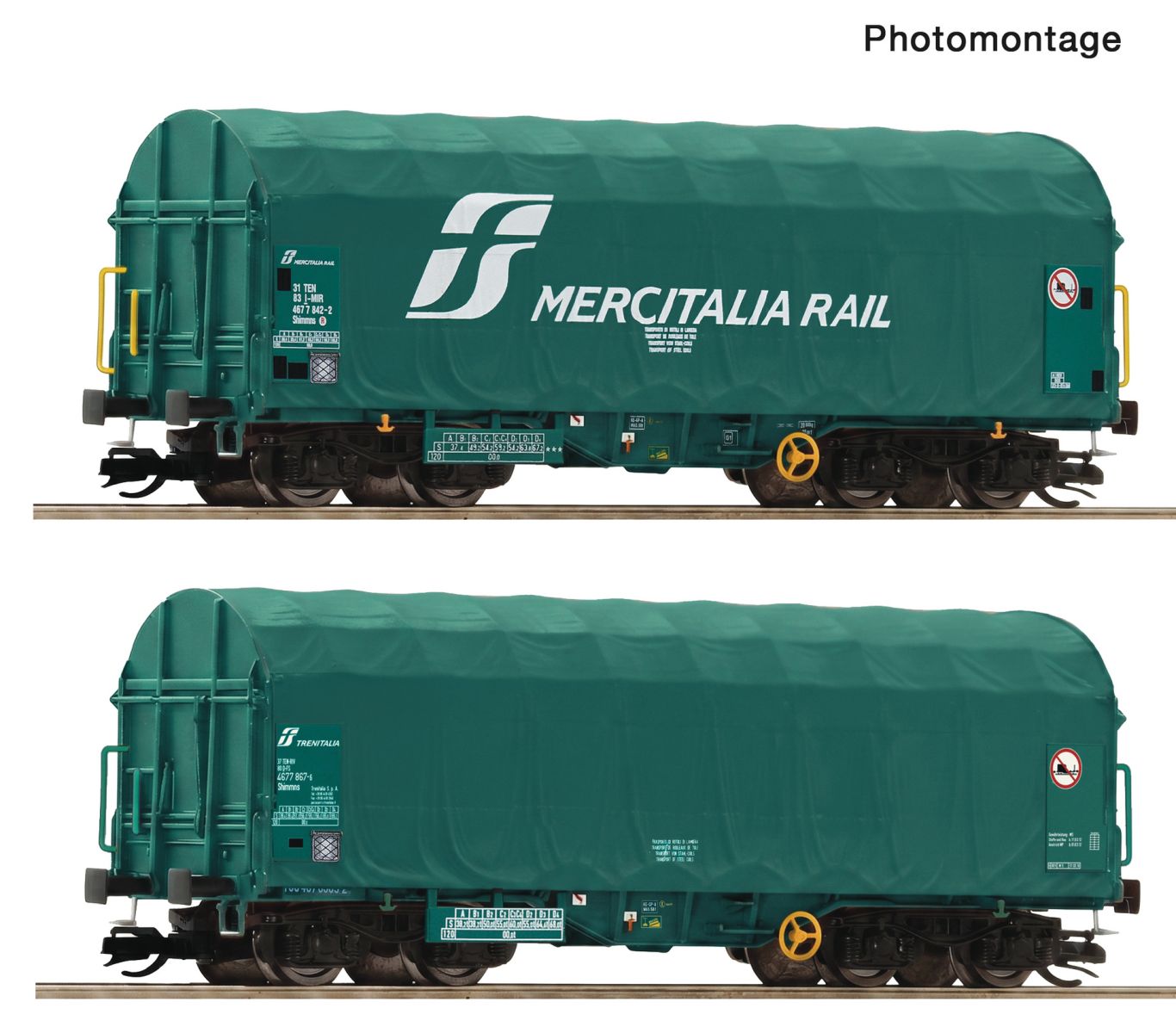 Roco 6680059 - 2er Set Schiebeplanenwagen Shimmns, Mercitalia Rail, Ep.VI