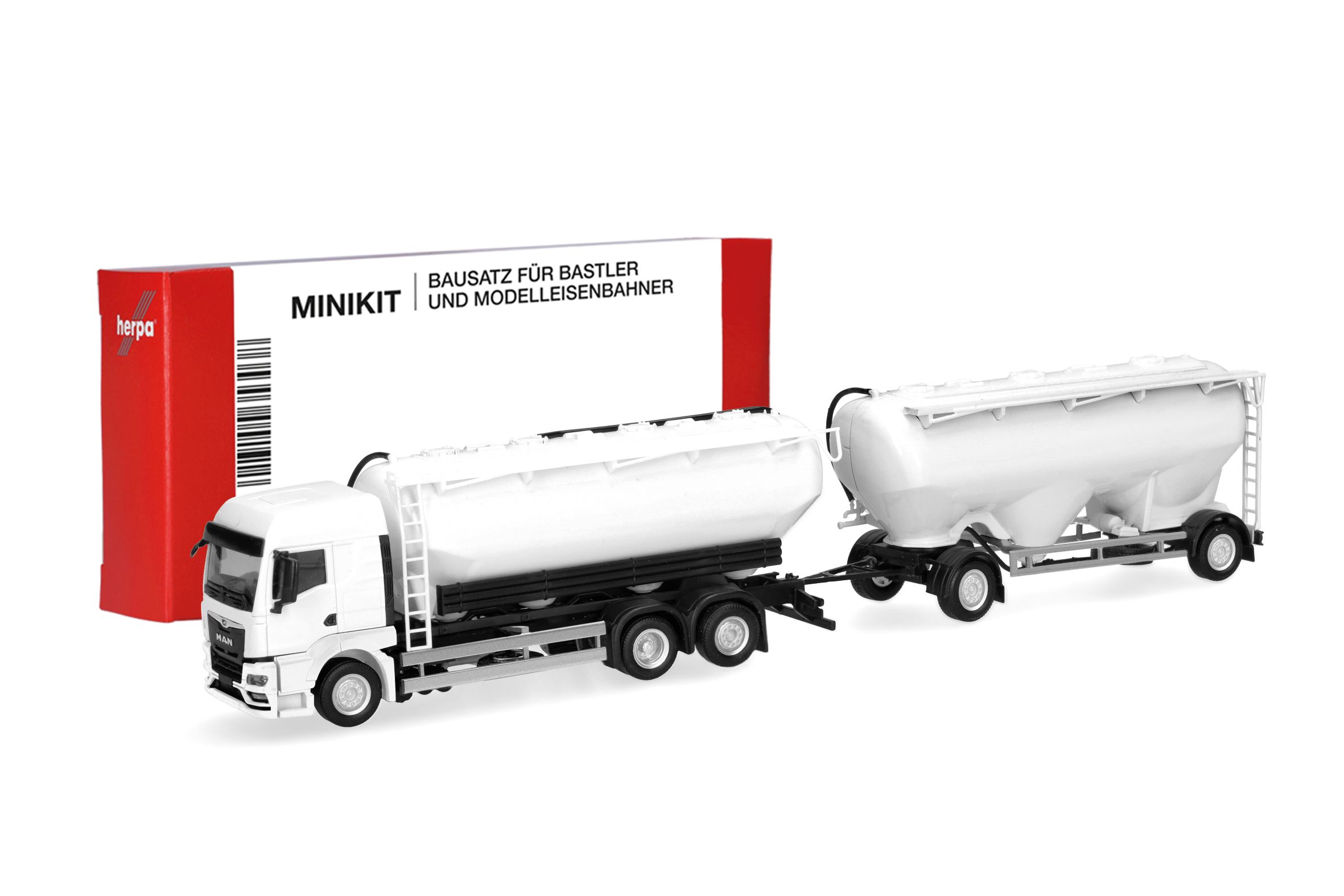 Herpa 014137 - MiniKit: MAN TGS TM Eutersilo-Hängerzug, weiß (1 Stück)