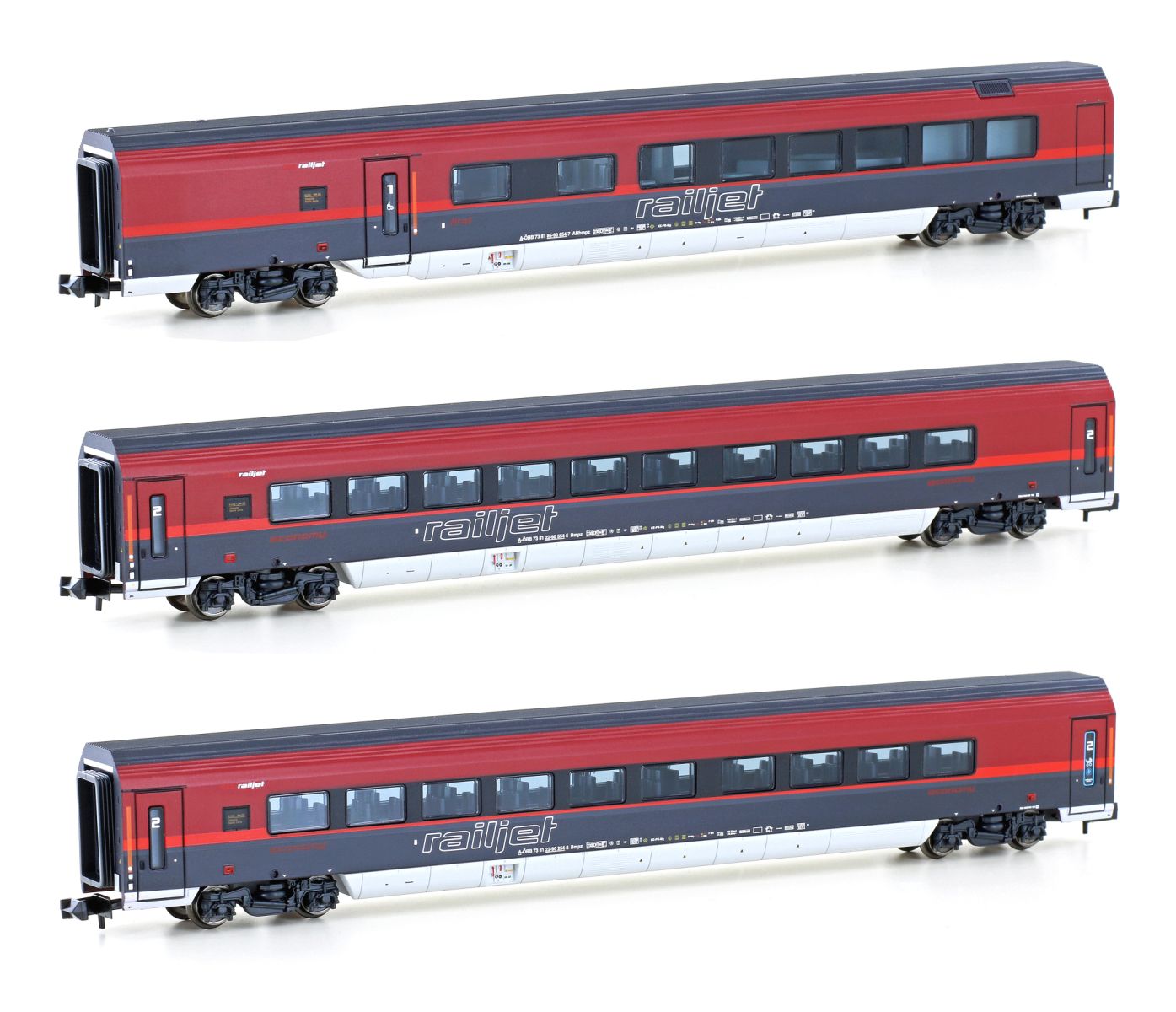 Hobbytrain H25229 - 4er Set Personenwagen Railjet, ÖBB, Ep.VI, Set 2