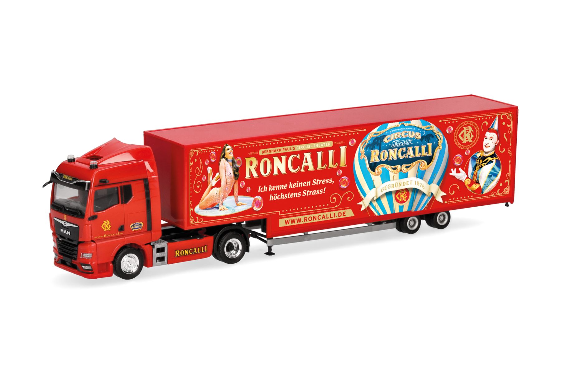 Herpa 320702 - MAN TGX GM Jumbokoffer-Sattelzug "Roncalli"