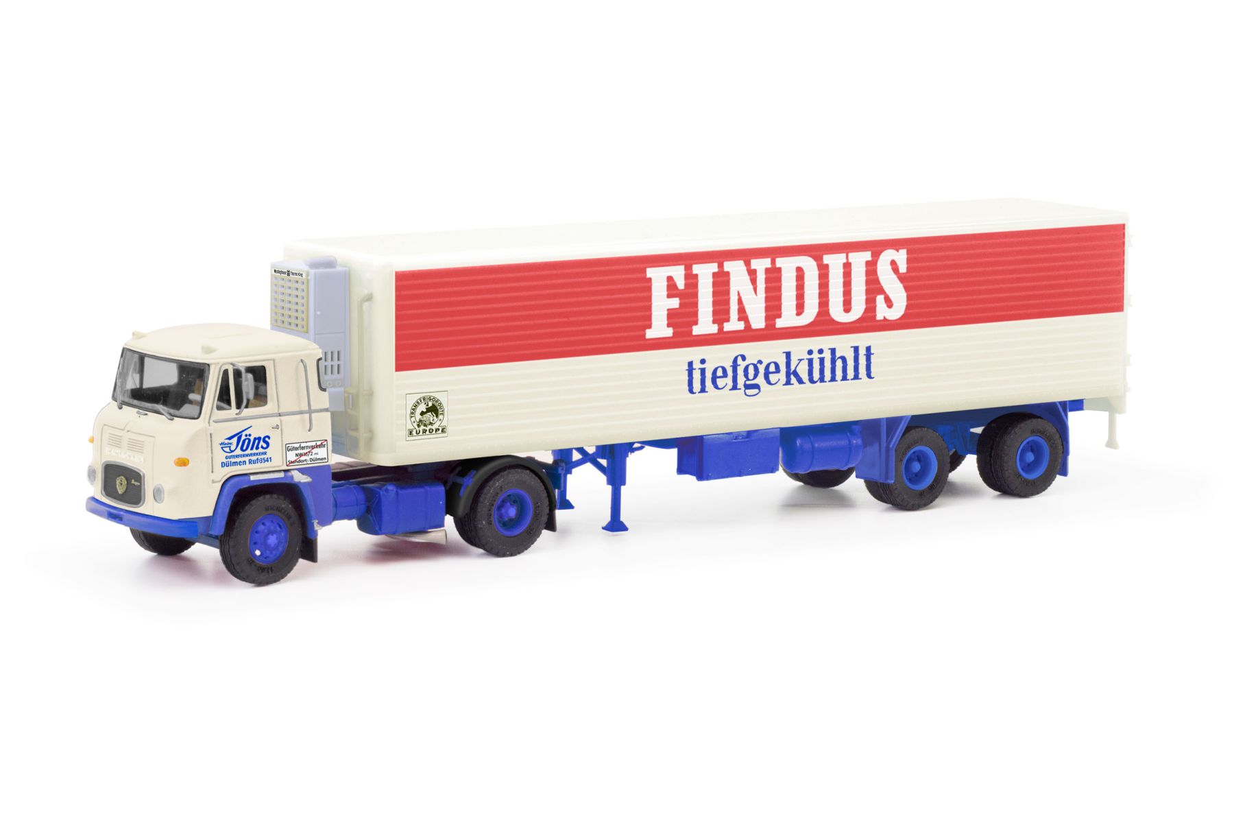 Herpa 87MBS026390 - Scania Vabis LB 76 Kühlkoffer-Sattelzug "Findus"