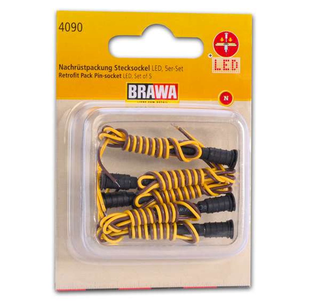 Brawa 83090 - 5 Stecksockel ohne Leuchte, für LED-Leuchten