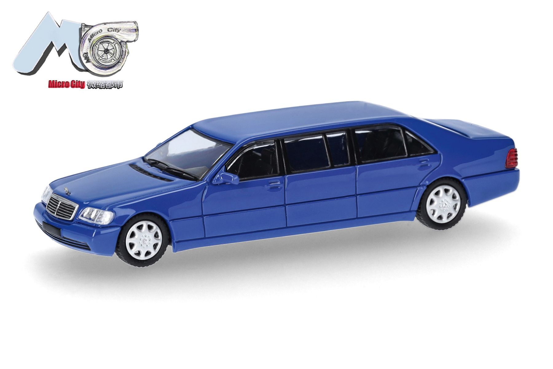 Herpa 87MC000105 - MicroCity: Mercedes-Benz S600 Pullmann, blau