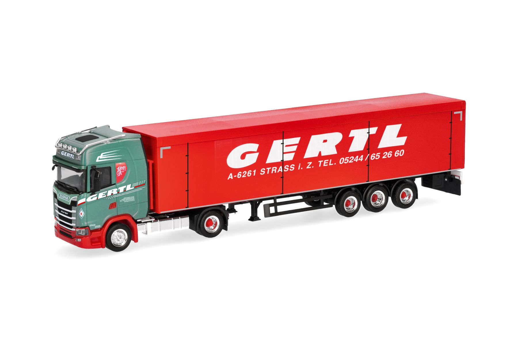 Herpa 322232 - Scania CS 20 Hochdach Schubboden-Sattelzug "Gertl"