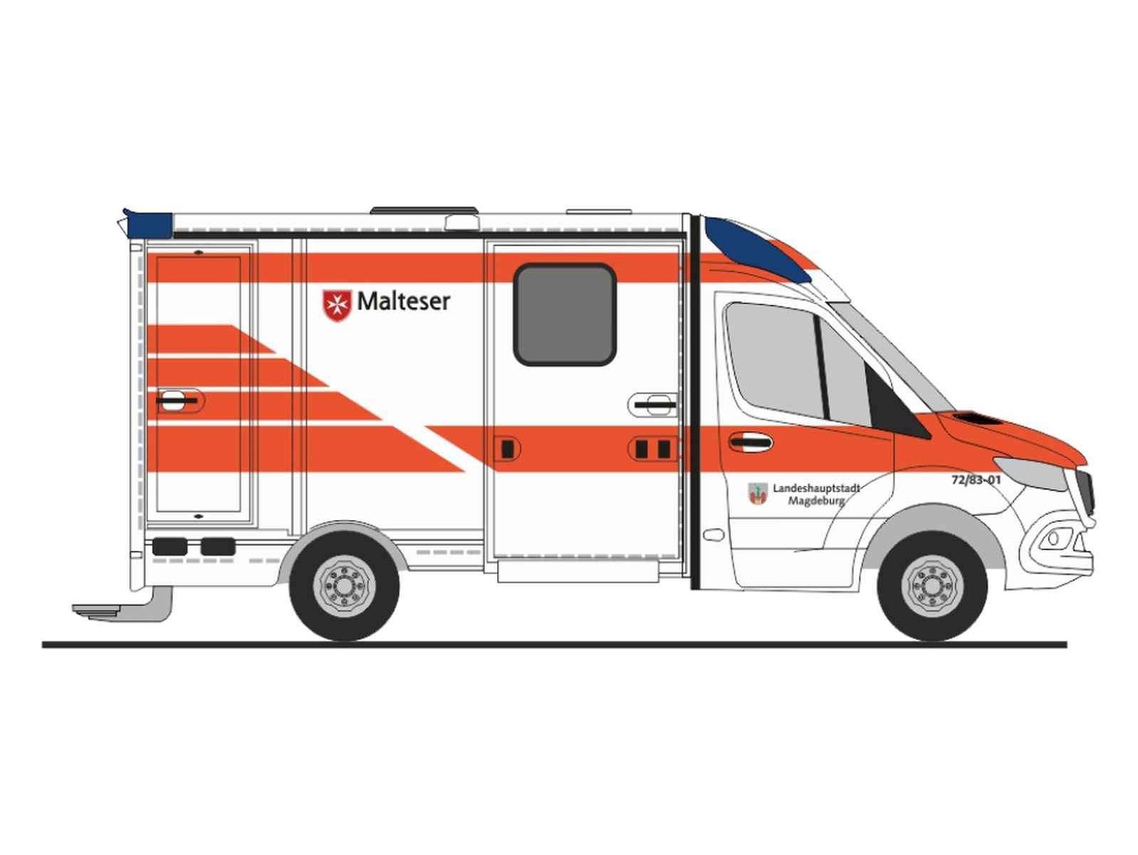 Rietze 76122 - System Strobel RTW ´18 Malteser Magdeburg