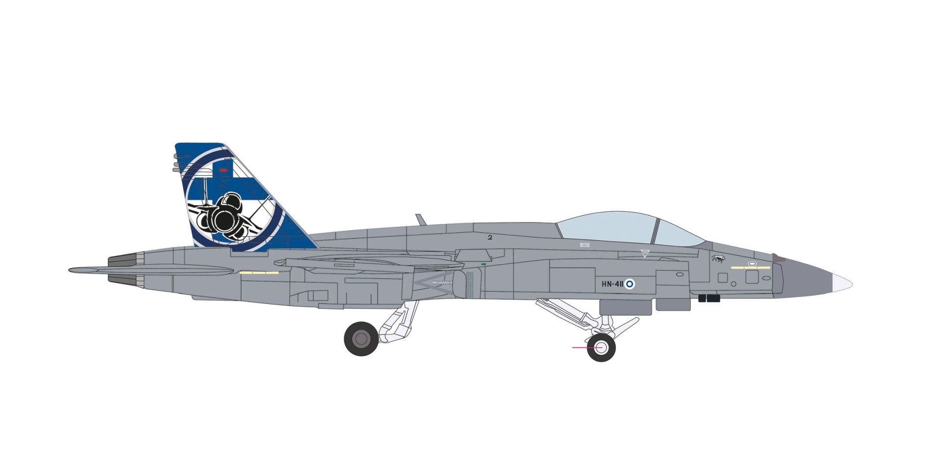 Herpa 574211 - Finnish Air Force McDonnell Douglas F/A-18C Hornet - Fighter Squadron 11 (HävLLv 11)