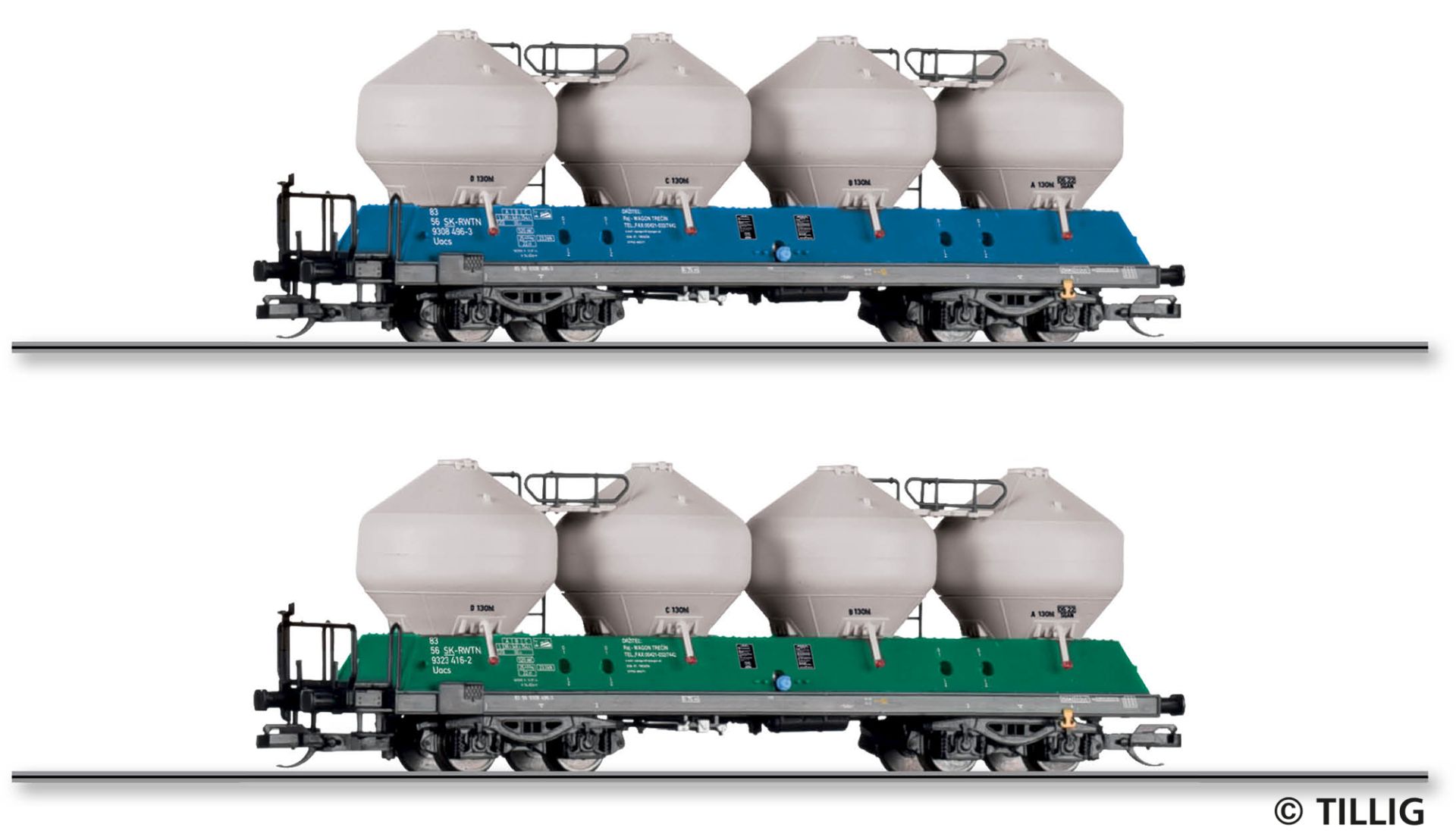 Tillig 01119 - 2er Set Staubsilowagen Uacs 451.1, Raj-Wagon Trencin spol. s.r.o., Ep.VI