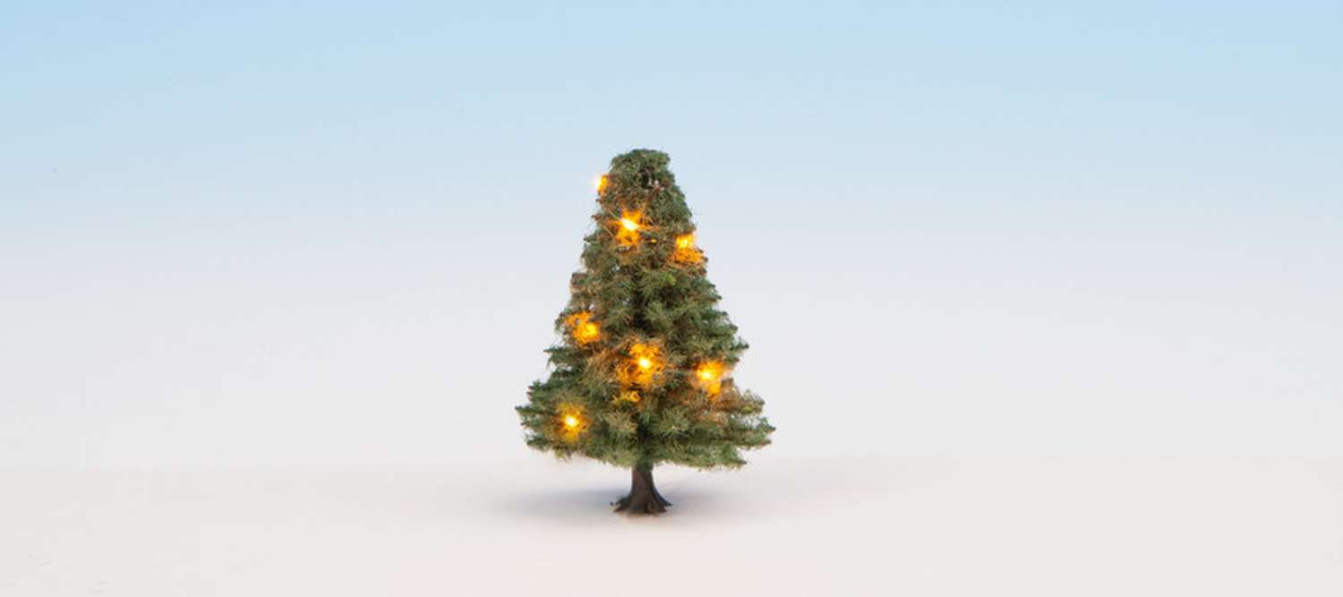 Noch 22111 - Beleuchteter Weihnachtsbaum, grün, mit 10 LED´s, 5 cm hoch