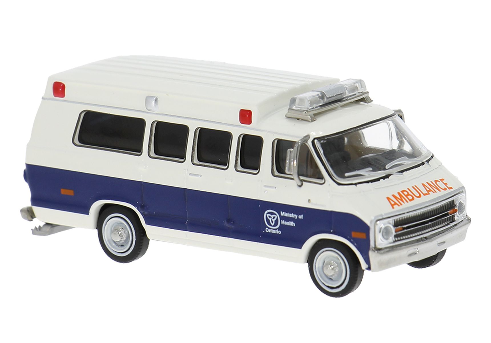 Brekina 18307 - Dodge B200 Ambulance, blau/weiß aus Ontario (CAN)
