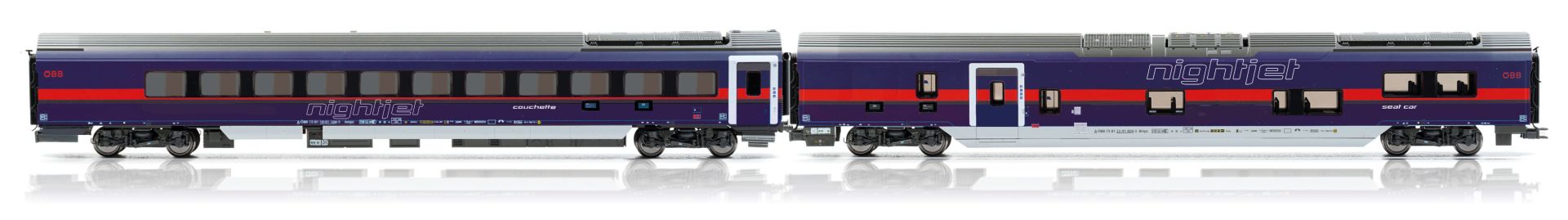 Jägerndorfer JC11450 - 2er Set Personenwagen DANI, Nightjet, ÖBB, Ep.VI, AC, BASICEDITION