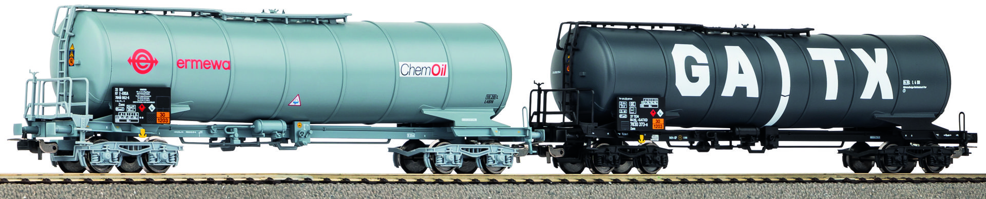 Piko 58277 - 2er Set Knickkesselwagen, Ermewa, GATX, Ep.VI Piko 58277 - 2er Set Knickkesselwagen, Ermewa, GATX, Ep.VI