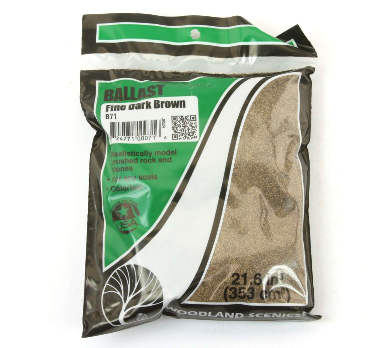 Woodland WB71 - Schotter dunkelbraun, fein, 210g