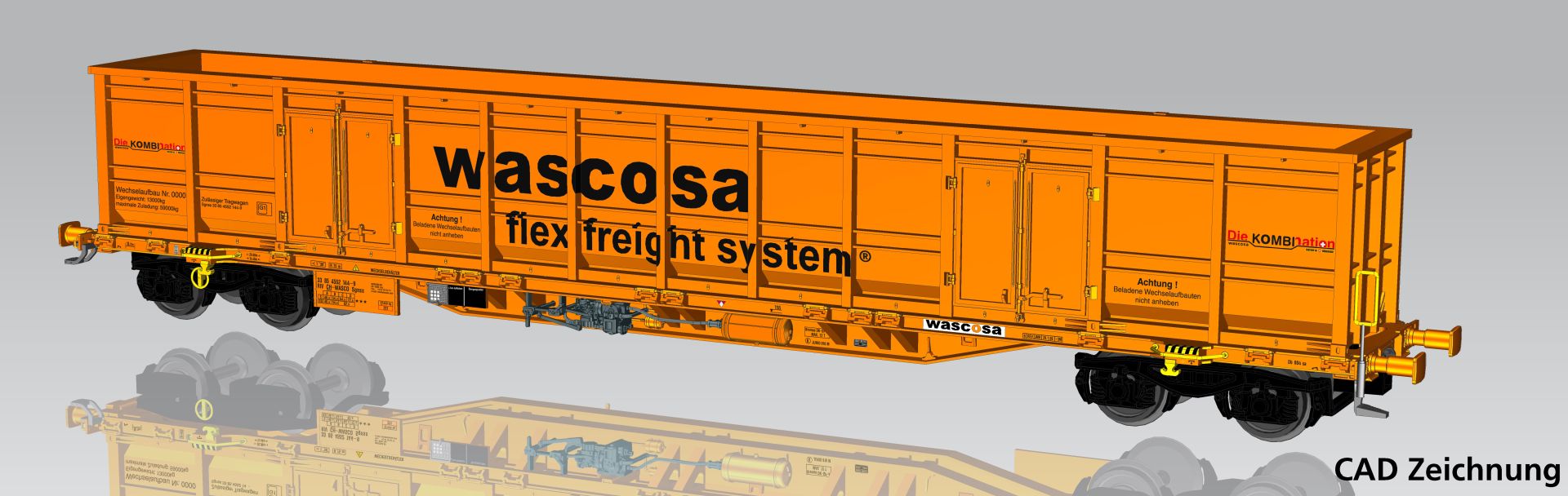 Piko 24553 - Containertragwagen Sgnns mit E-Aufbau, CH-Wascosa, Ep.VI