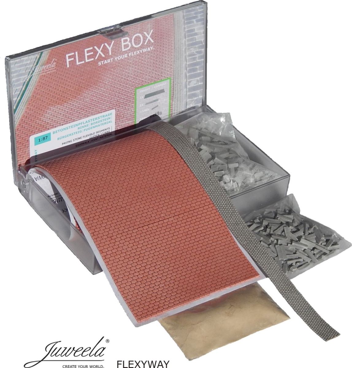 Flexy Box Betonsteinpflasterstraße rot