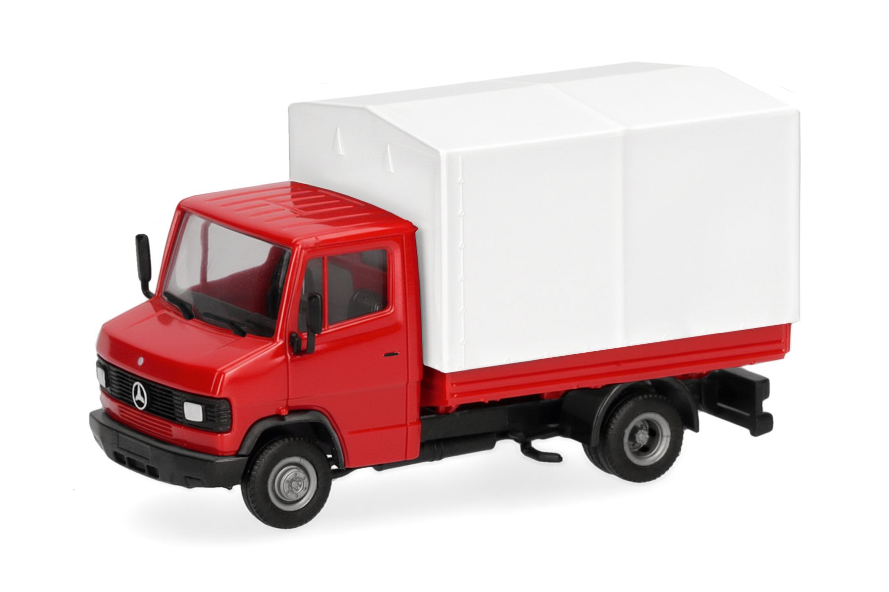 Herpa 099509 - Basic: Mercedes-Benz T2 Pritsche/Plane, rot/weiß
