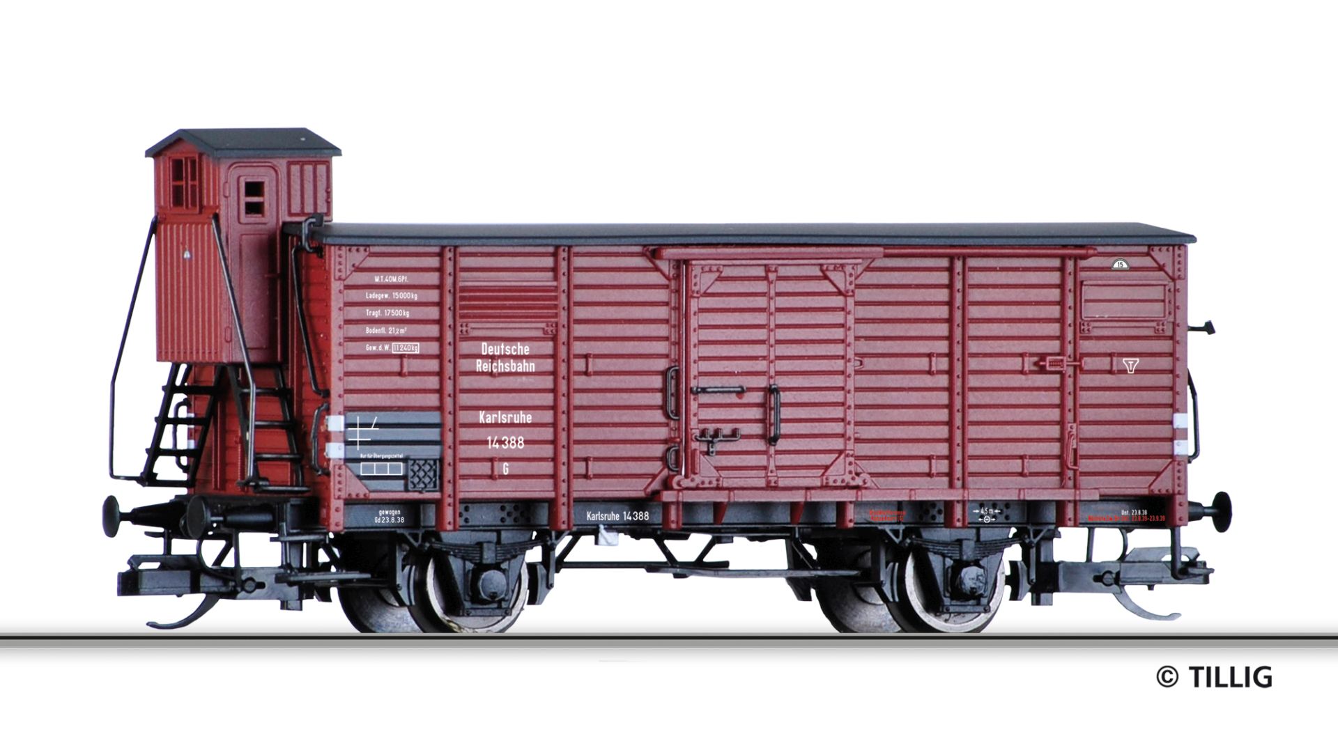 Tillig 17935 - Gedeckter Güterwagen G Karlsruhe, DRG, Ep.II
