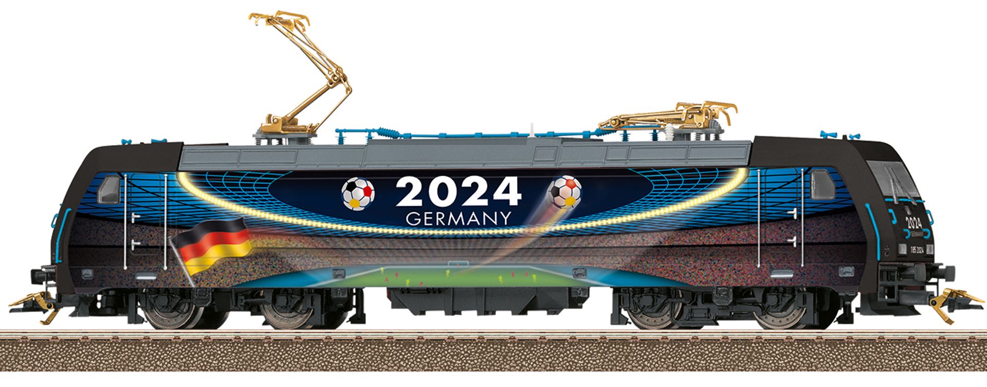 Trix 25368 - E-Lok BR 185 Fußball Lok 'GERMANY 2024', DC-MFX-Sound